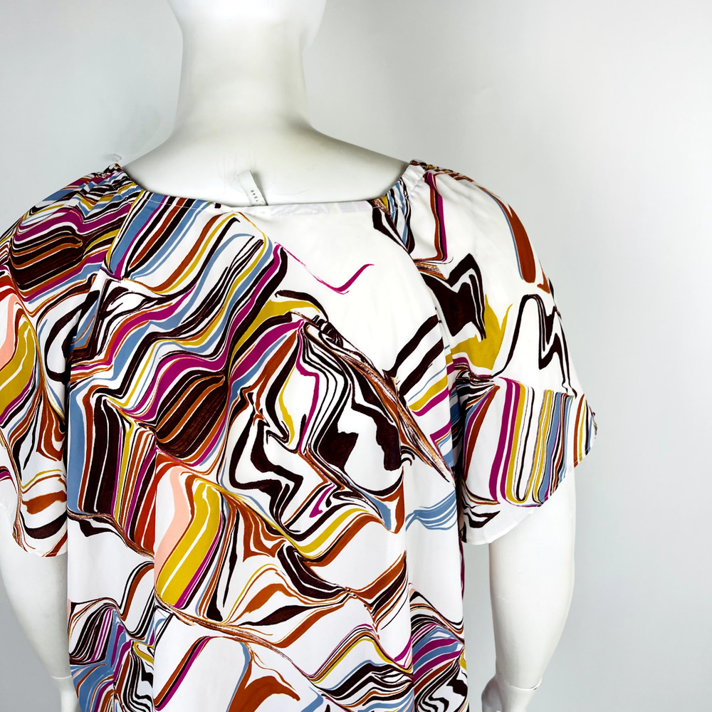 Cato Womans Sz 18/20W Short Sleeve Blouse Top Abstract Button Front - Picture 8 of 9